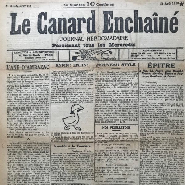 N° 111 du Canard Enchaîné -  14 Août 1918