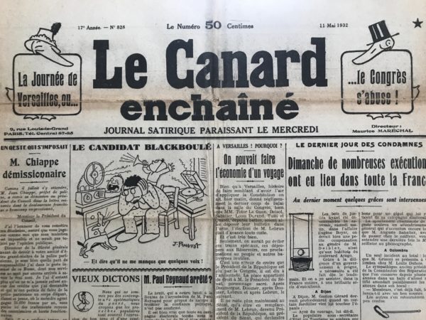 N° 828 du Canard Enchaîné -  11 Mai 1932