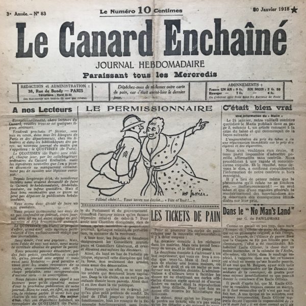 N° 83 du Canard Enchaîné -  30 Janvier 1918