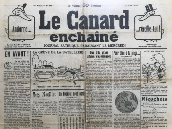 N° 895 du Canard Enchaîné -  23 Août 1933