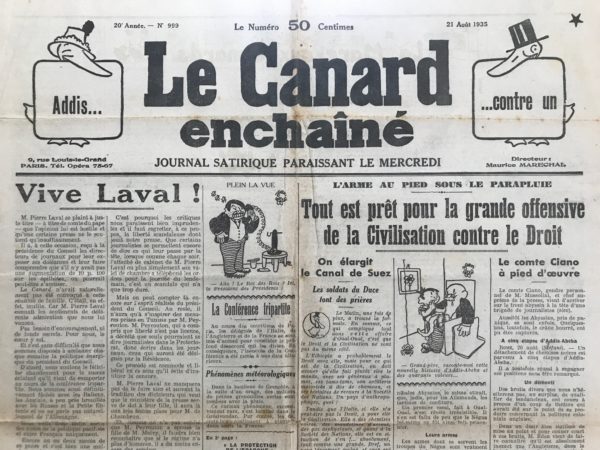 N° 999 du Canard Enchaîné -  21 Août 1935