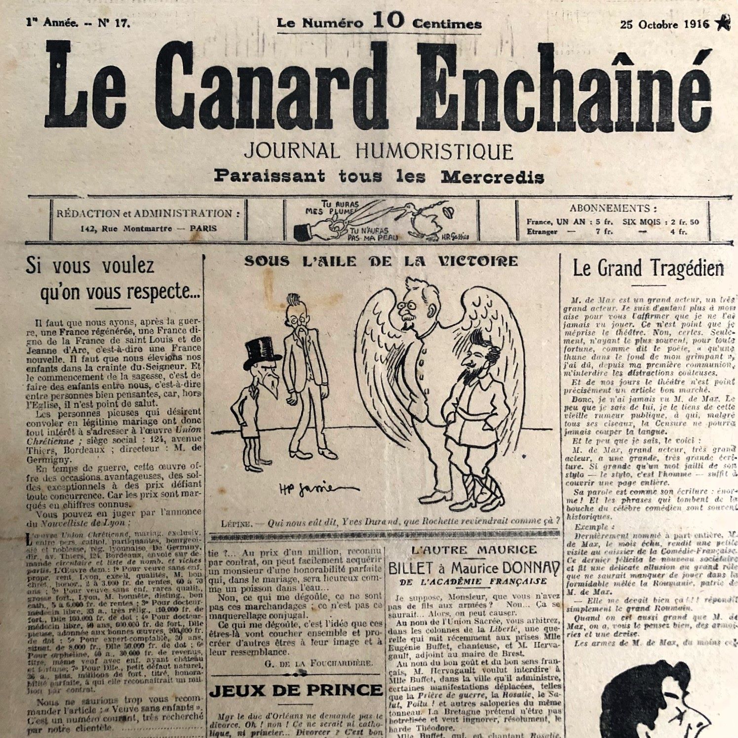 N° 17 du Canard Enchaîné - 25 Octobre 1916 | 99,00 € | 17 | Couac ! | Presse Authentique de l'Epoque ! Pour des Cadeaux Originaux : Journal Rare Anniversaire, de Naissance... N° 17 du Canard Enchaîné - 25 Octobre 1916