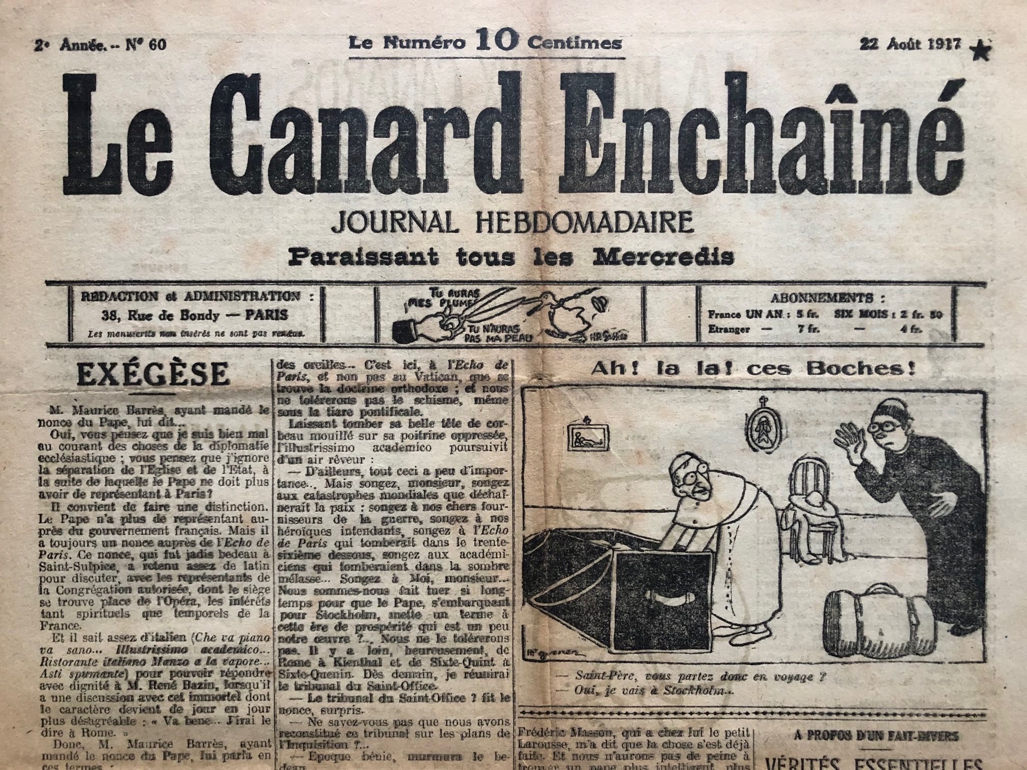 Couac ! | Acheter un Canard | Vente d'Anciens Journaux du Canard Enchaîné. Des Journaux Satiriques de Collection, Historiques & Authentiques de 1916 à 2004 ! | 60 1