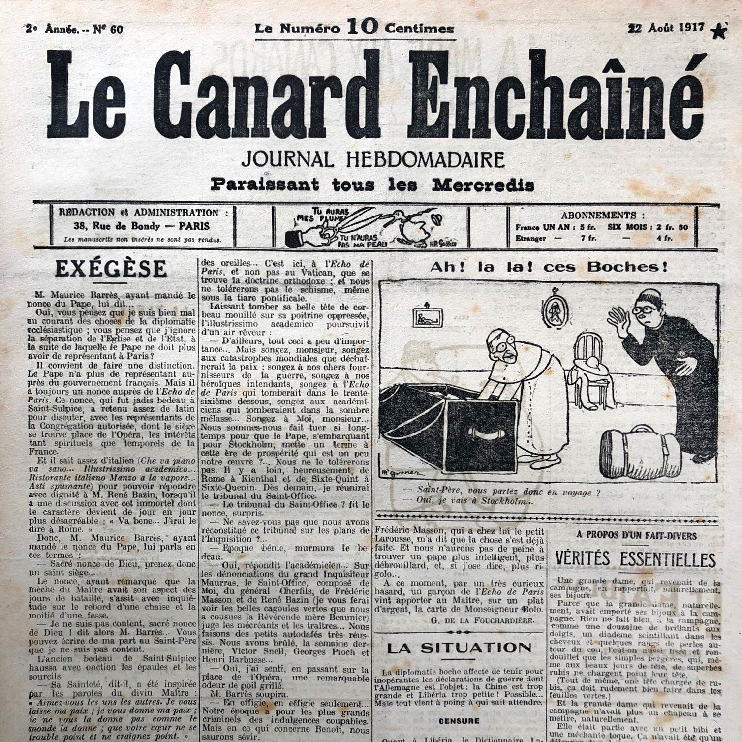Couac ! | Acheter un Canard | Vente d'Anciens Journaux du Canard Enchaîné. Des Journaux Satiriques de Collection, Historiques & Authentiques de 1916 à 2005 ! | 60 2