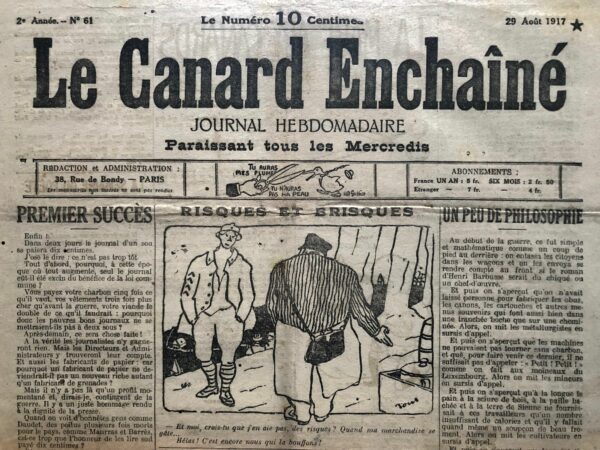 N° 61 du Canard Enchaîné -  29 Août 1917