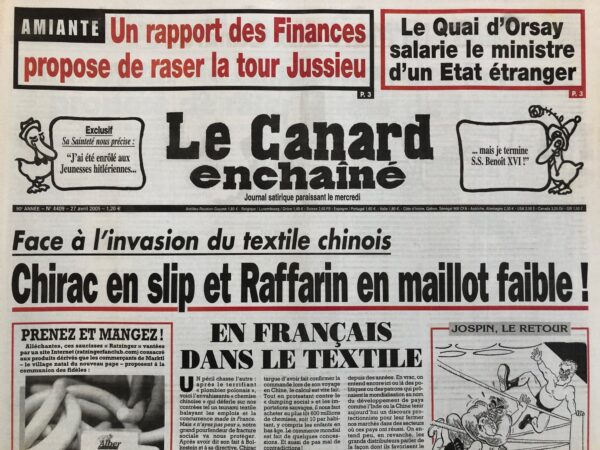 N° 4409 du Canard Enchaîné -  27 Avril 2005