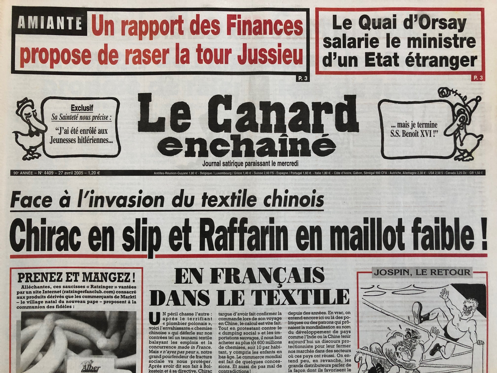 Couac ! | Acheter un Canard | Vente d'Anciens Journaux du Canard Enchaîné. Des Journaux Satiriques de Collection, Historiques & Authentiques de 1916 à 2004 ! | 4409