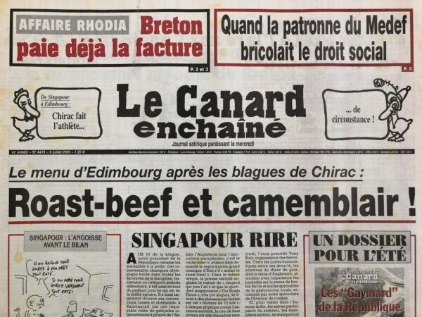 N° 4419 du Canard Enchaîné -  6 Juillet 2005