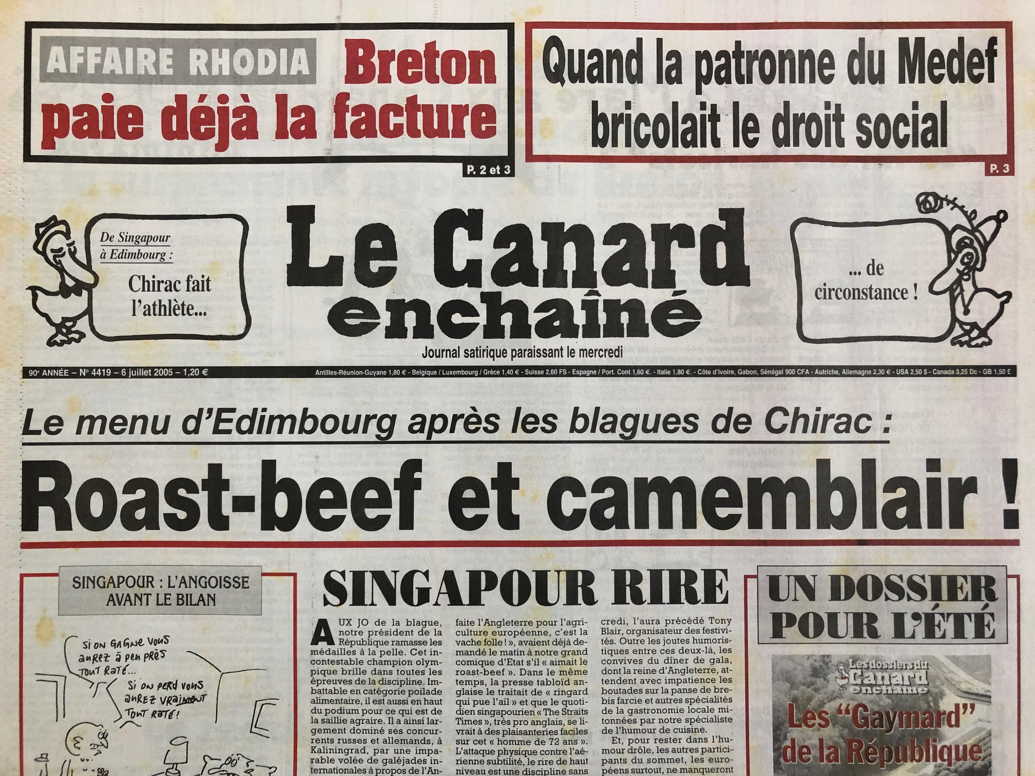 Couac ! | Acheter un Canard | Vente d'Anciens Journaux du Canard Enchaîné. Des Journaux Satiriques de Collection, Historiques & Authentiques de 1916 à 2004 ! | 4419