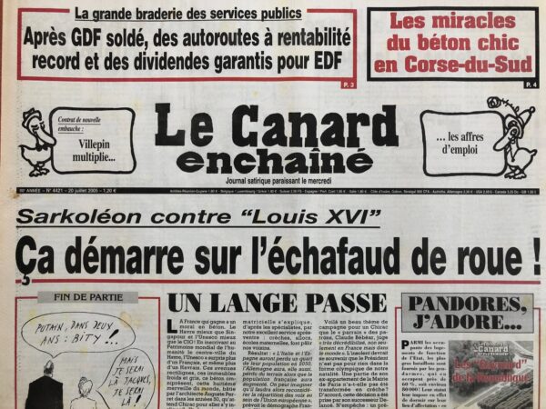 N° 4421 du Canard Enchaîné -  20 Juillet 2005