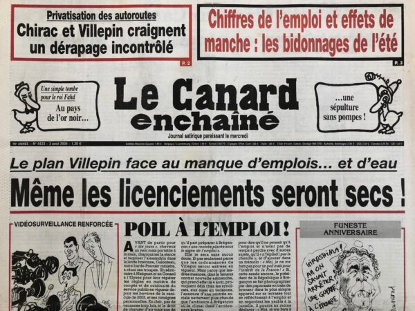 N° 4423 du Canard Enchaîné -  3 Août 2005