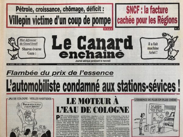 N° 4425 du Canard Enchaîné -  17 Août 2005