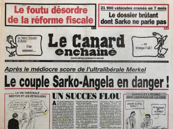 N° 4430 du Canard Enchaîné -  21 Septembre 2005