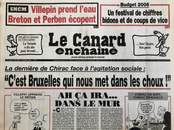 N° 4432 du Canard Enchaîné -  5 Octobre 2005