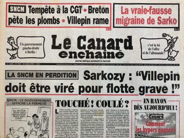 N° 4433 du Canard Enchaîné -  12 Octobre 2005