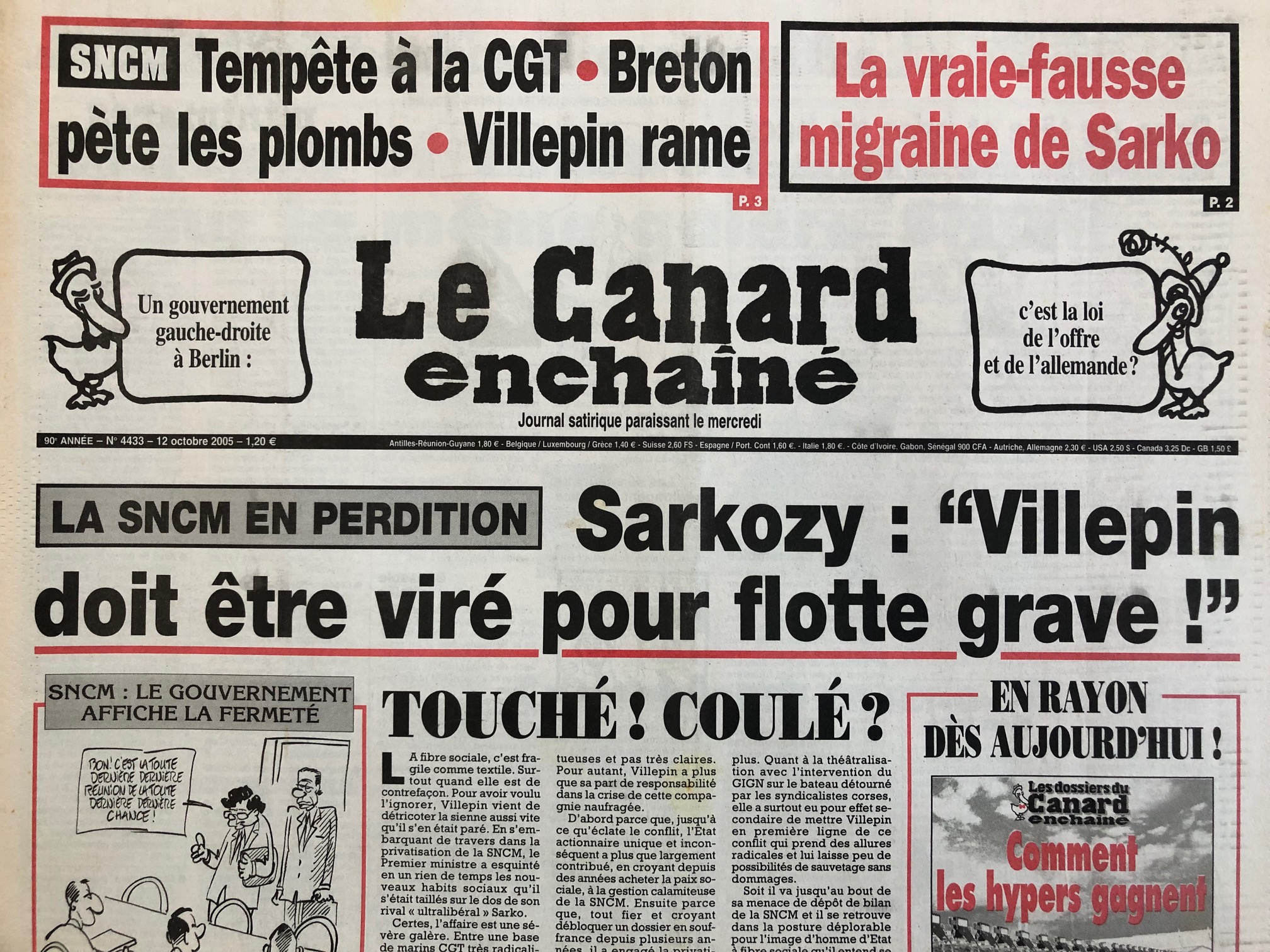 Couac ! | Acheter un Canard | Vente d'Anciens Journaux du Canard Enchaîné. Des Journaux Satiriques de Collection, Historiques & Authentiques de 1916 à 2004 ! | 4433