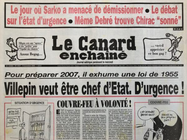N° 4437 du Canard Enchaîné -  9 Novembre 2005