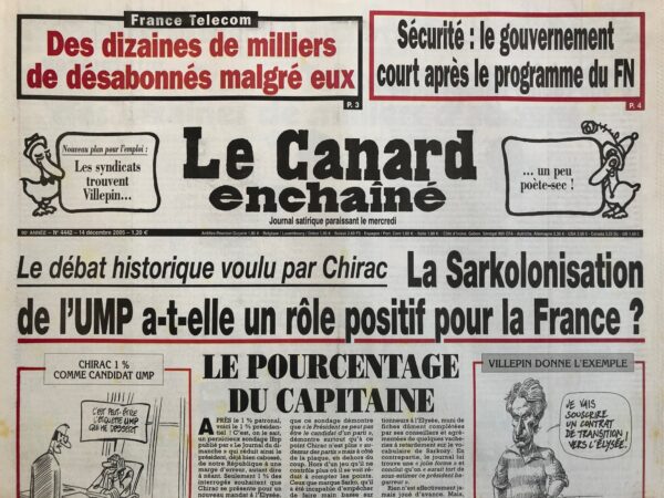 N° 4442 du Canard Enchaîné -  14 Décembre 2005
